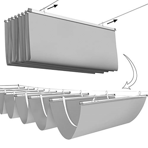 E&K 3'Wx12'L Waterproof Pergola Shade Cover Retractable Canopy Awning Outdoor Wave Sun Shade For Patio Garden Backyard Deck Trellis (Light Gray) #TOP5