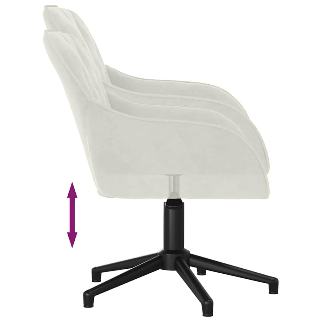 Krzesło biurowe obrotowe, kremowe, aksamitne, z regulacją wysokości i podłokietnikami, 56 x 61,5 x 72-80 cm, obracane o 360 stopni, ergonomiczne krzesło biurowe, do domowego biura i biura