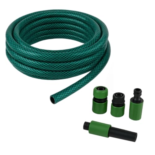 Edco Eindhoven B.V. Kinzo Tuyau d'arrosage de 15 m, Tuyau d'arrosage de 14 mm (1/2") max. 6 bar, avec 3 raccords et 1 pulvérisateur, Convient pour arroseurs de jardin - Vert