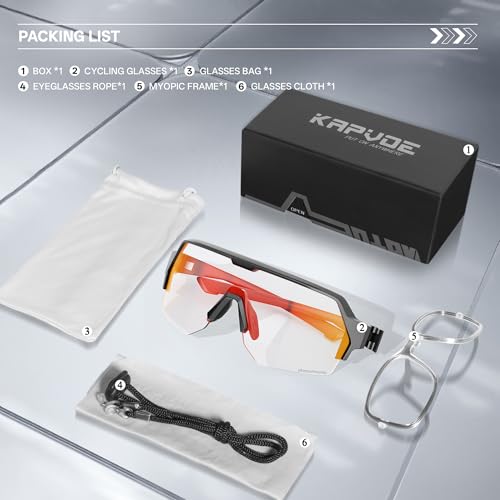 KAPVOE Photochromic Cycling Glasses for Men Women with UV400 Protection Sports Sunglasses for Mountain Biking Running MTB baseball softball K360 by KAPVOE - Image 6