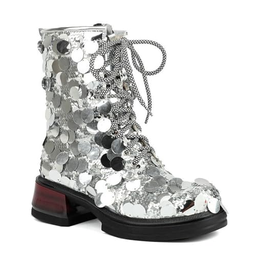 Bottes de combat argentées à paillettes pour femme en taille 41