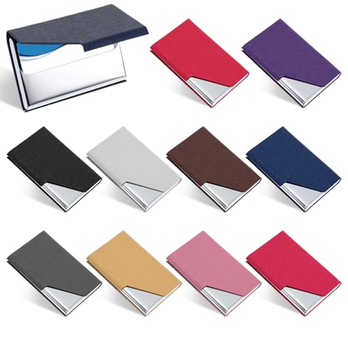 10 Pcs Business Card Holders in Leather & Steel