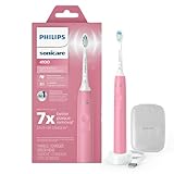 Philips Sonicare 4100 Rechargeable Electric Toothbrush, Advanced Plaque Removal, Pressure Sensor, Includes Brush Head Case, Deep Pink BD5004AZ