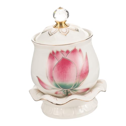 NZPOST Copa de Altar Budista, Copa de Altar Budista, Copa de Agua bendita, 3 Piezas, Copa de Agua bendita, Copa de Agua de Loto, Taza de cerámica para Templo