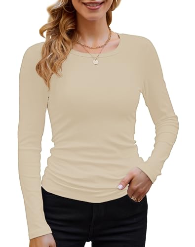 DUOEASE Langarmshirt Damen Basic Longsleeve Elegant Langarm Oberteile...