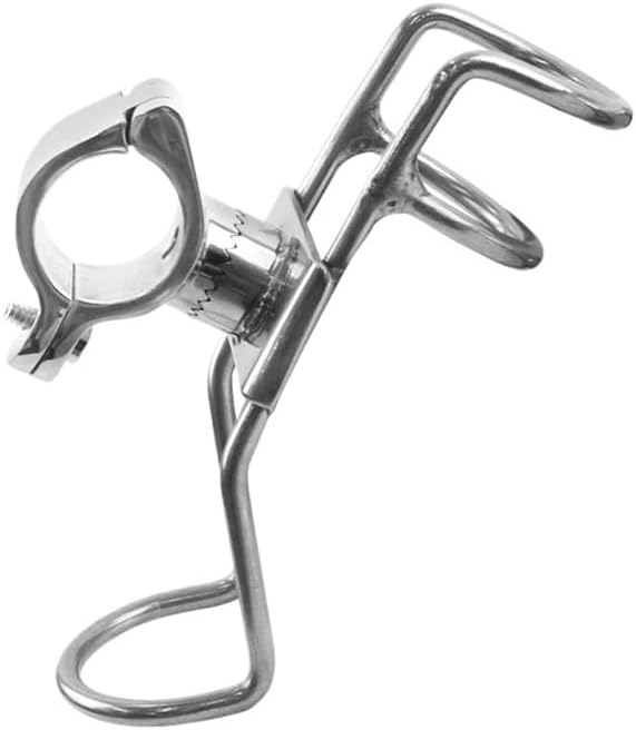 Stainless Steel Rod Holder with Double Wire Rail Mount Clamp for Fishing Boat Kayak Marine Accessories Compatible with Most Fishing Gear(25.5MM)