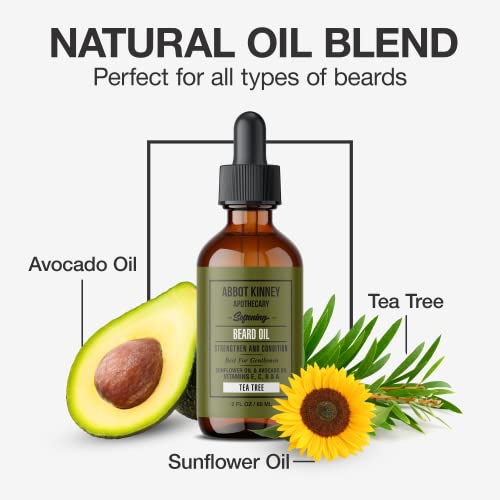 Abbot Kinney Apothecary Softening Beard Oil, Strengthens And Conditions Beards, Blend Of Natural Oils, 2 Oz (Tea Tree) #TOP2