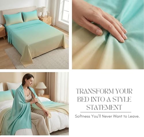 Image of Premium 7D Printed King Size Bedsheet Set with Pillow Covers Soft Cotton Blend Double Bedsheet for Home (Pillow Covers :18x28 inches Bedsheet :90x100 Sea Green)