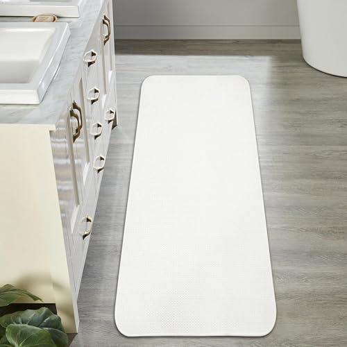 Image of Bosap Bath Mat,Ultra Thin Bathroom Runner Rugs,Large Bath Mats for Bathroom,Quick Dry,Non-Slip,Machine Washable,Low Pile,Bath Rug,Shower Outside,Sink,Home Decor Accessories.Cream,2'x5'(24x60inch)