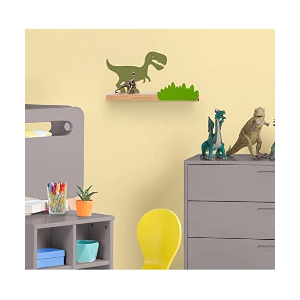 Wall shelf kids dino nursery decor shelves floating bookshelf wood toy display organizer green ds001 0  urban country home decor