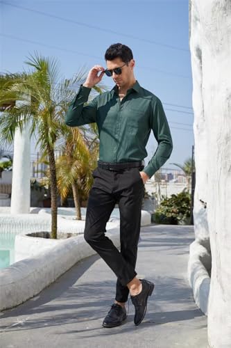 Wangyue Mens Shirt Casual Long Sleeve Shirt Solid Button Down Collar Formal Dress Shirt for Men3