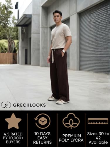 Image of GRECIILOOKS Men Mid Rise Lycra Cargo Track Pants Loose Fit Joggers | Korean Style Travel & Lounge Wear with Pockets