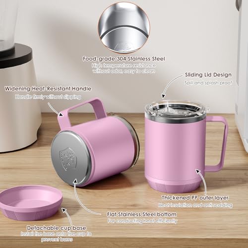 Image of Felibeaco 16oz Heated Coffee Mug with Flat Bottom for Rapid Heating, Stainless Steel Heated Coffee Cup Suitable for Different Coffee Mug Warmer /Heaters, Heated Mug /Cup for Home and Office Desk,Purple