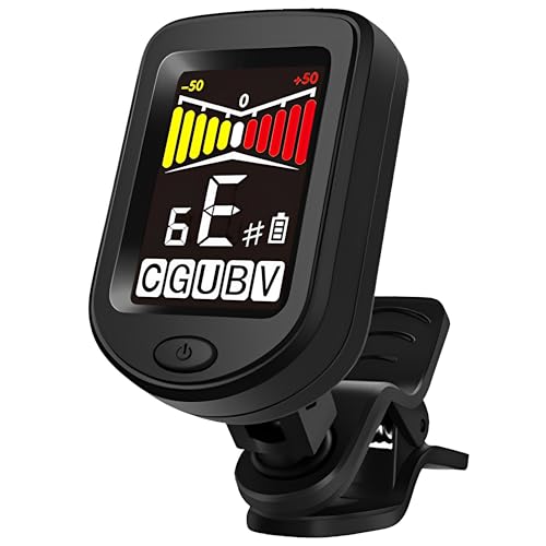 CANTUS Rechargeable Guitar Tuner, Clip on Tuner with Guitar Bass Ukulele Violin Chromatic Tuning Modes (Black)