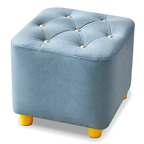 Pouf cube repose-pieds bleu pour salon et chambre - 2