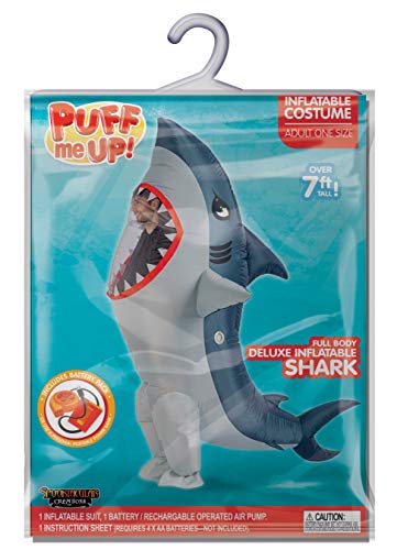 Spooktacular Creations Adult Inflatable Shark Costume, Realistic Gray Shark Blow-up Suit, Full Body Deluxe Halloween Animal Inflatable Costume - Image 6