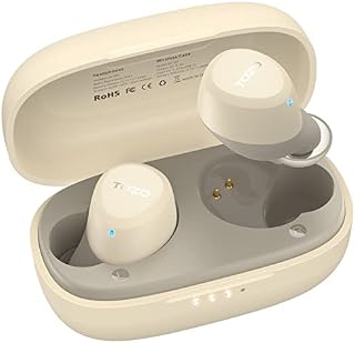 TOZO A1 Mini Wireless EarbudsBluetooth 5.3 Earphones in Ear Light-Weight Headphones Built-in Microphone, Immersive Premium Sound Long Distance Connection Headset with Charging Case Khaki