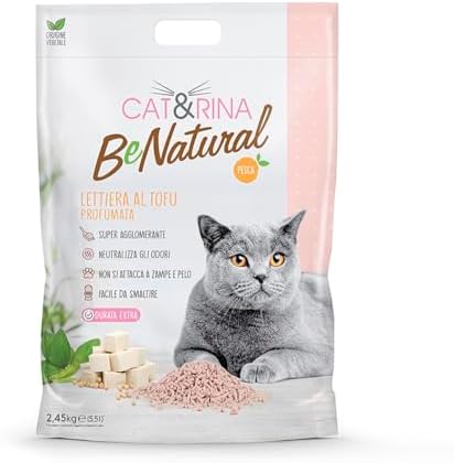 Cat&Rina BeNatural Tofu Kattenbakvulling, 10 liter, klonterend en plantaardig, tot 60 dagen gebruik, verwijdering in biologisch of toilet, geurremmend, klassiek, 4 stuks Cat&Rina BeNatural Tofu Kattenbakvulling, 10 liter, klonterend en plantaardig, tot 60 dagen gebruik, verwijdering in biologisch of toilet, geurremmend, klassiek, 4 stuks