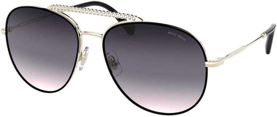 Miu MiuMU 53VS AAVGR0 Gold Metal Pilot Sunglasses Purple Mirror Lens