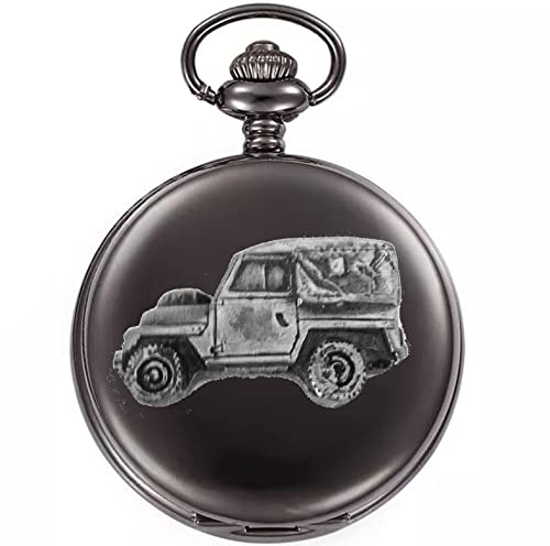 Montre gousset quartz 4X4 boîtier noir poli robuste LW ref113