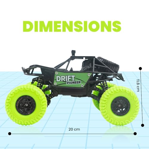 Image of Gooyo GY-45 Rechargeable Remote Control Rock Crawler Car with Smoke | Monster Truck with Spray for Kids | RC Car 4x4 Off-Road Big Car Toy | High Speed | Green Color | in-Built Battery | Gift Box Pack