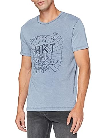 Hackett London Koszulka męska Hkt Map, Wielokolorowy (niebieski/szary 5as), 3XL