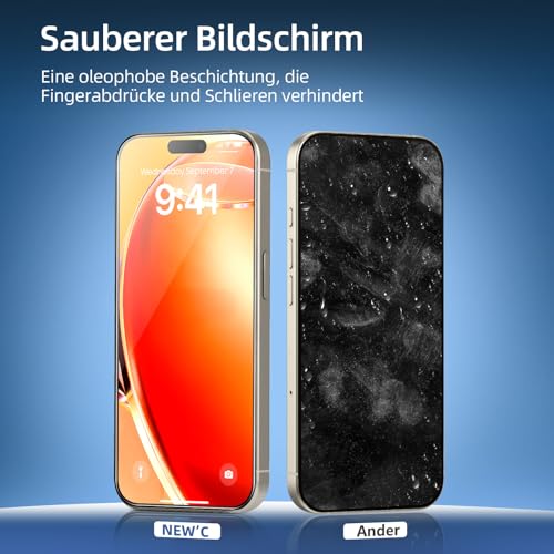 NEW'C Schutzfolie für iPhone 15 Pro Max für Panzerglas mit Montagehilfe – Ansicht 9
