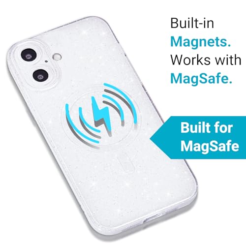 Svanove Glitter Case for iPhone 16 Phone Case Magnetic Compatible with Magsafe, Sparkle Bling Shiny Sparkly Cute Girly Design, Bright Trendy Aesthetic Hard Mag Cover for Women Girls, White by Svanove - Used condition - Image 4