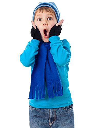 EBOOT Kids Gloves Full Fingers Knitted Gloves Warm Mitten Winter Favor for Little Boys and Girls(Color Set 10, 4-12 Years Size, 3 Pairs4