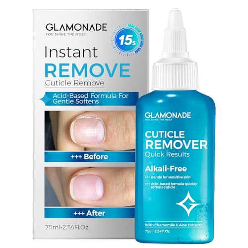Glamonade Instant Cuticle Remover Gel: 75ml Fast-Acting Cuticle Softener for Thick Cuticles & Hangnails Gentle for Sensitive Skin - Manicure Prep & Nail Care