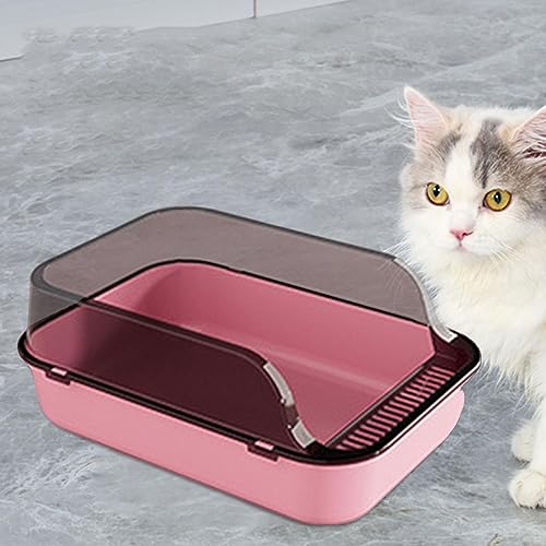 Arenero para gato con lados altos color rosa miniatura 6