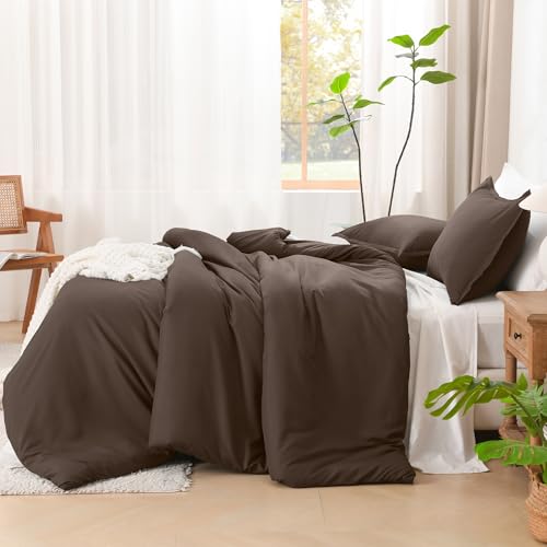 Image of Litanika Chocolate Comforter Set Twin /Twin XL Size, 2 Pieces Solid Bedding Comforter Set, All Season Down Alternative Bed Set (66x90In Comforter & 1 Pillowcase)