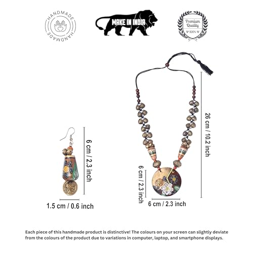 Image of AAKRITI ART CREATIONS Handcrafted Women's Jewelry Set - Ethnic Necklace and Earrings, Fashion Accessories for Special Occasions & Celebrations