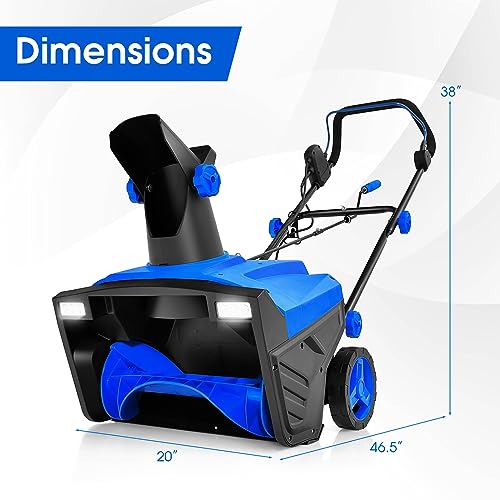 S AFSTAR Snow Blower, 20-Inch 15-AMP Walk-Behind Snow Thrower W/LED Headlights & 180° Rotating Chute, 30FT Throwing Distance, 10" Depth Clearing Path, Electric Corded Snowblower for Driveway (Blue)
