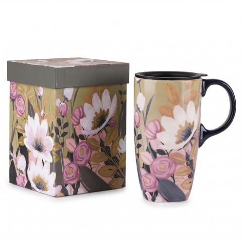 Topadorn 17oz Ceramic Coffee Mug with Lid & Box