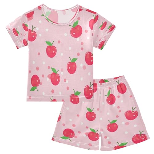 Red Apple Kids Pjs Set Boys Girls Summer Short-Sleeve Sleepwear Pajamas 2PCS