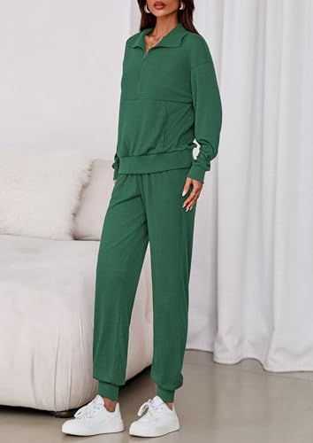 PRETTYGARDEN Women's Fall 2 Piece Lounge Sets Zip Up Sweatshirt Jogger Pants Sweat Track Suits Travel Outfit Winter Clothing