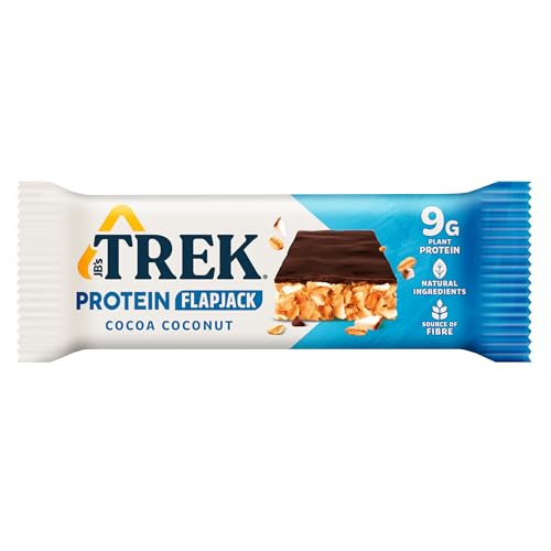 JB's Trek High Protein Flapjack Cocoa Coconut - Gluten Free - Plant Based - Vegan Snack - 50g x 16 bars