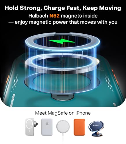 Image of TORRAS Ostand Q3 Air for iPhone 15 Pro Case with 360 Magnetic Stand, Fit for MagSafe, Mil-Grade Drop Tested, Camera Control Button, Shockproof Phone Case for iPhone 15 Pro 6.1 inch, Glacier Sprint