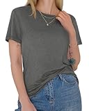GAYHAY T-Shirts for Women - Grey Short Sleeve Basic Tees Soft Crew Neck Trendy Summer Tops for Casual Work Out 2025