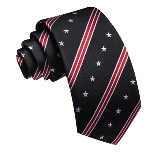 Image of Barry.Wang Silk Men Ties Formal Stripes Necktie and Tie Clip for Wedding Party Business Fashion Classic