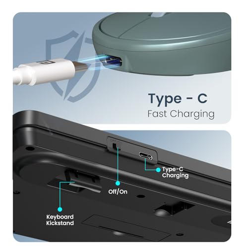 Image of Portronics Key11 Combo Rechargeable Wireless Keyboard and Mouse Set, Bluetooth 5.3&2.4GHz Wireless,Type-C Fast Charging,Gradient Keys, Noiseless Typing, High Precision Mouse, for PC&Laptop(Blue)