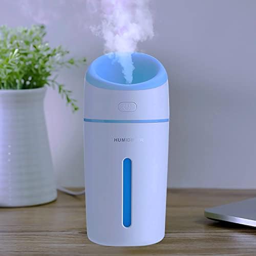 Humidifier 320ml Cool Mist Humidifier Car Humidifiers, Portable Mini Humidifiers for Bedroom USB Desktop Auto Shut-Off Whisper Quiet Air Humidifier with Night Light for Home, Office and Baby Bedroom