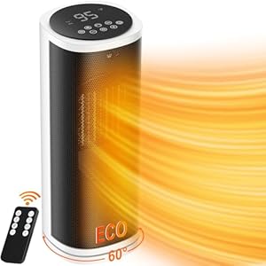 Space Heater, 16 Inch Portable Electric Heaters for Indoor Use with Thermostat, 60°Oscillation, 12H Timer, Fast Heating Ceramic Heaters with Remote, 1500W Room Heater for Bedroom Home Office