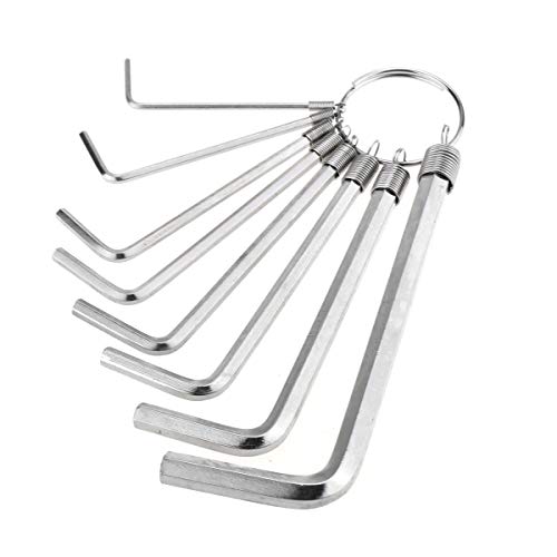 Musiclily Basic Metric Size 1.5-6mm 8Pcs Guitar Bass Hex Allen Wrench Adjustment Set including Key Ring for Guitar Repair Nickel