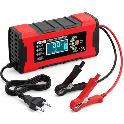 Image of inveXo 10-A 12V 24V Smart Car Battery Charger, Bike, Truck | Automotive Trickle Charger, Battery Maintainer, Desulfator, Temp Compensation | Suitable for Lead Acid, AGM, Gel, SLA (10-A 12V & 5-A 24V)