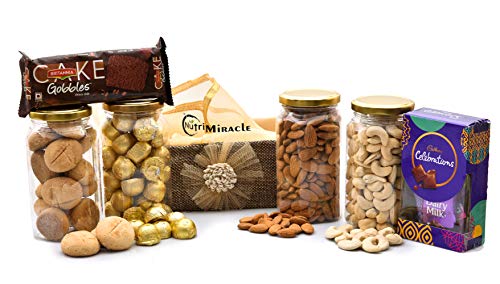 Image of NUTRI MIRACLE Diwali Gourmet Dry Fruits Gift Hamper | Gift Pack for Office Clients