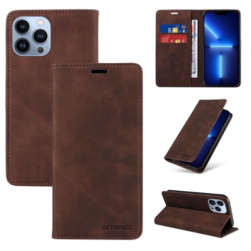 Étui iPhone 13 Pro en cuir chic et vintage avec porte-cartes élégant