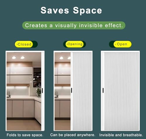 Customizable Accordion Door - Waterproof & Heat-Insulating Folding Curtain with Aluminum Frame, Perfect Sliding Screen for Bedroom & Bathroom (48"x80")