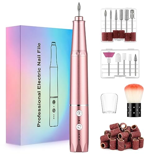 Electric Nail Drill, Cordless Professional Electric Nail File Rechargeable Nail Drill Machine for Acrylic Nails, Gel Nail, Dip Powder Nails, Manicure Pedicure